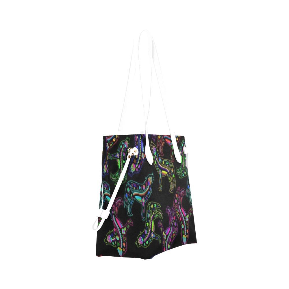 Floral Wolves Clover Canvas Tote Bag (Model 1661) Clover Canvas Tote Bag (1661) e-joyer 