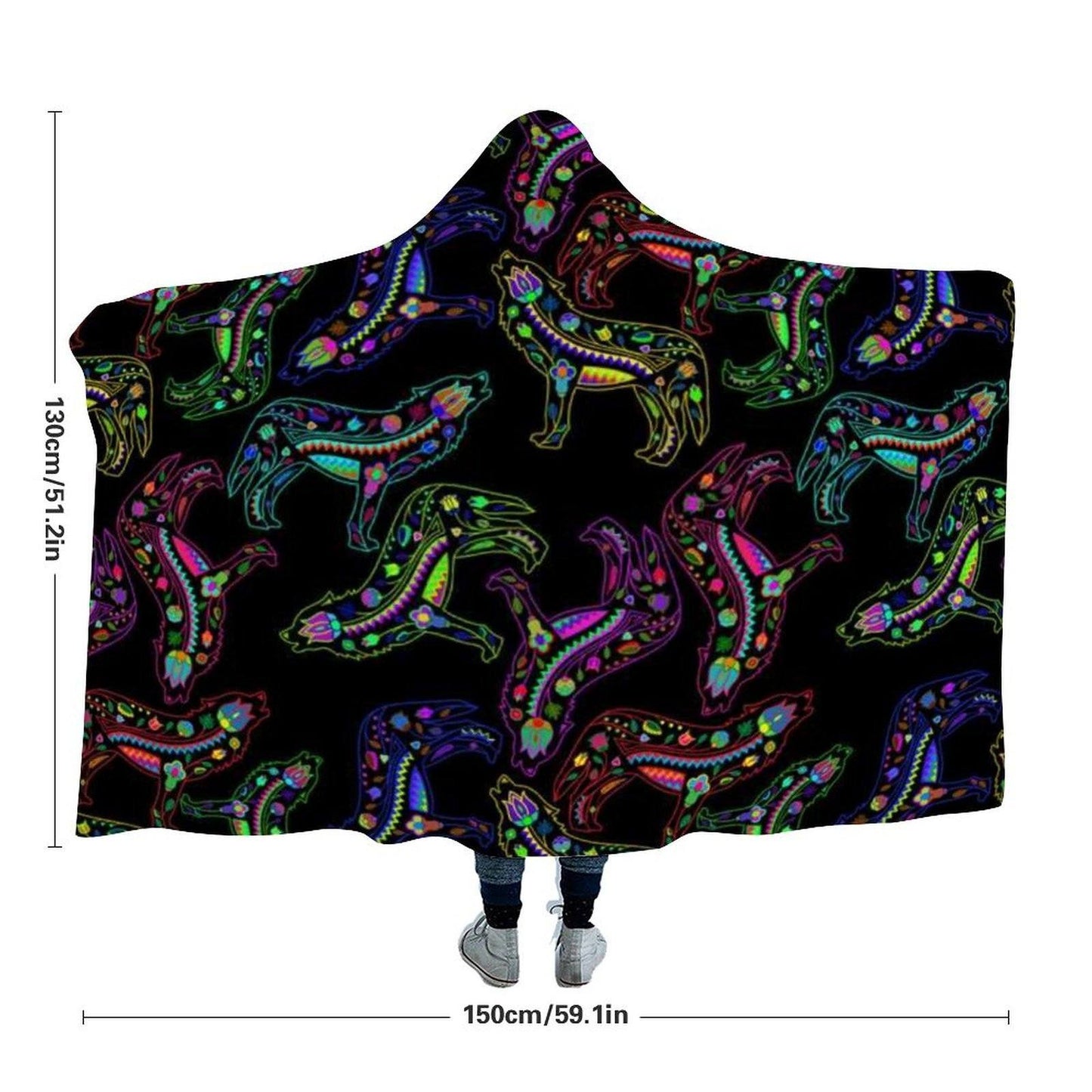 Floral Wolves Hooded Blanket blanket 49 Dzine 