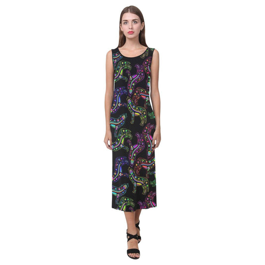 Floral Wolves Phaedra Sleeveless Open Fork Long Dress (Model D08) dress e-joyer 