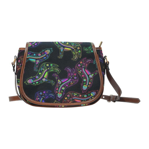 Floral Wolves Saddle Bag/Large (Model 1649) bag e-joyer 