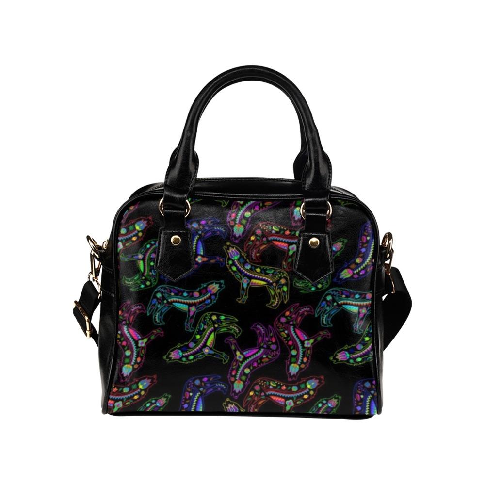 Floral Wolves Shoulder Handbag (Model 1634) Shoulder Handbags (1634) e-joyer 