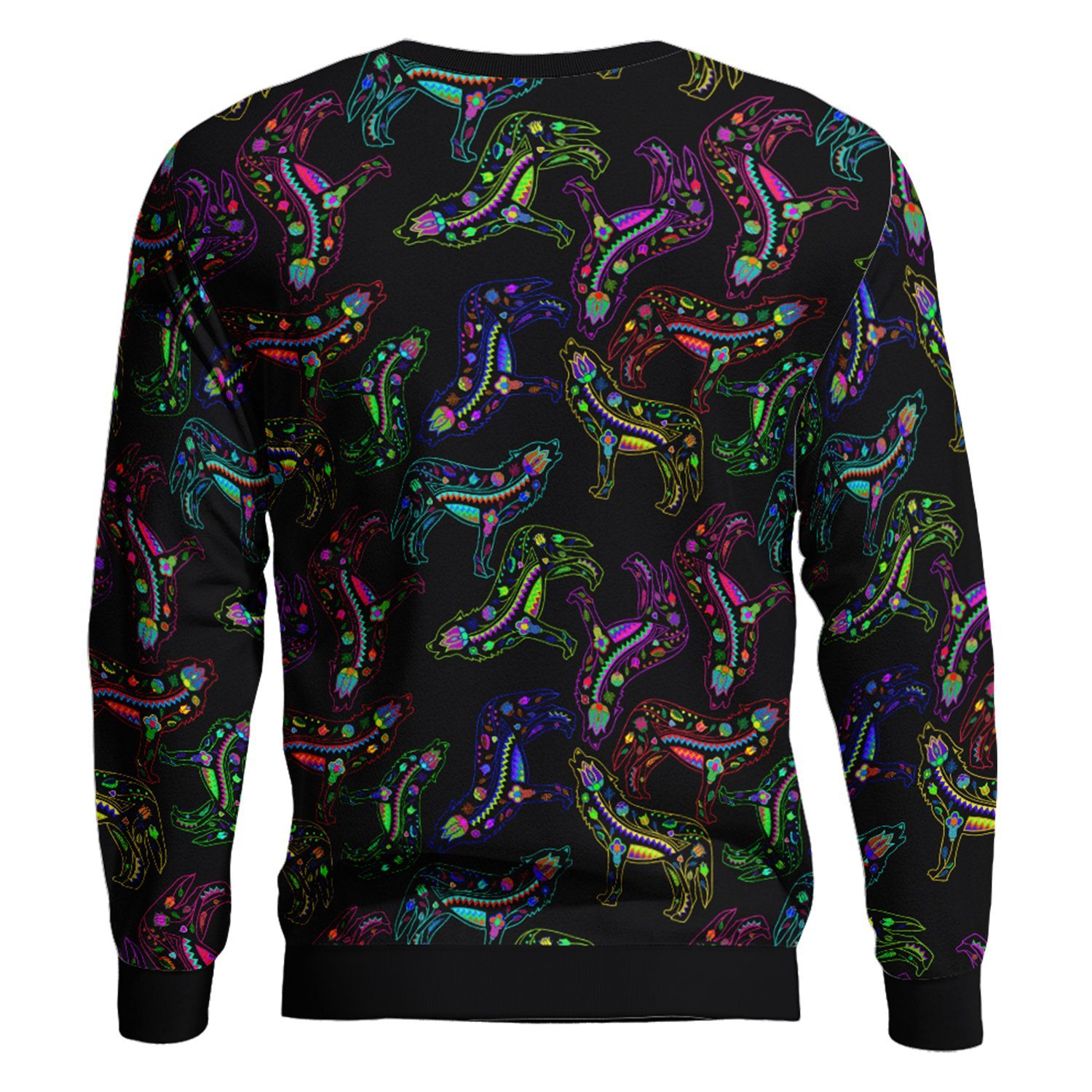 Floral Wolves Unisex Crewneck Long Sleeve Top 49 Dzine 