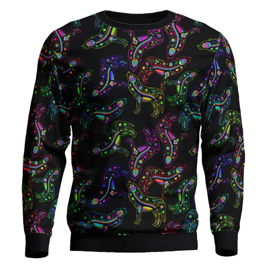 Floral Wolves Unisex Crewneck Long Sleeve Top 49 Dzine 