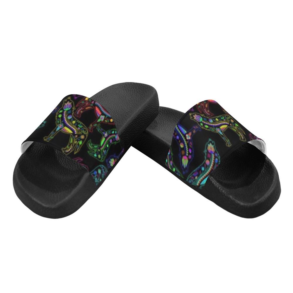 Floral Wolves Women's Slide Sandals (Model 057) Women's Slide Sandals (057) e-joyer 