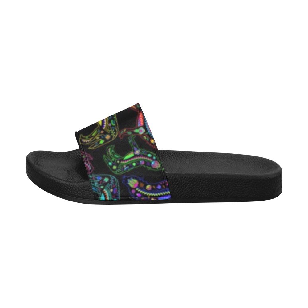 Floral Wolves Women's Slide Sandals (Model 057) Women's Slide Sandals (057) e-joyer 