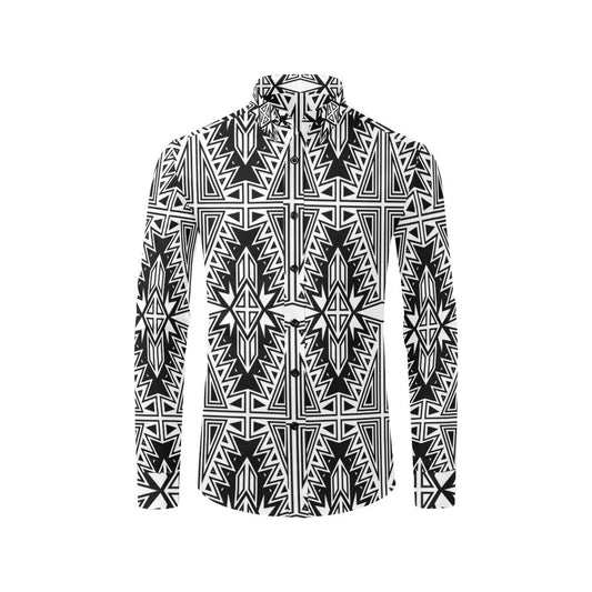 Four Directions Black and White Men's All Over Print Casual Dress Shirt (Model T61) Men's Dress Shirt (T61) e-joyer 