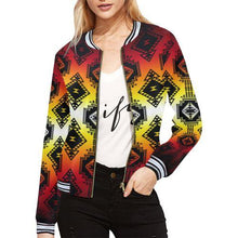 Load image into Gallery viewer, Gathering Fire All Over Print Bomber Jacket for Women (Model H21) All Over Print Bomber Jacket for Women (H21) e-joyer 
