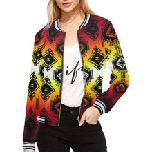 Load image into Gallery viewer, Gathering Fire All Over Print Bomber Jacket for Women (Model H21) All Over Print Bomber Jacket for Women (H21) e-joyer 
