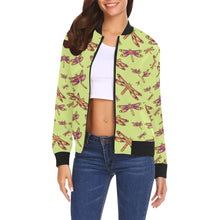 Load image into Gallery viewer, Gathering Lime All Over Print Bomber Jacket for Women (Model H19) Jacket e-joyer 
