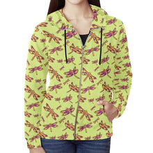 Load image into Gallery viewer, Gathering Lime All Over Print Full Zip Hoodie for Women (Model H14) All Over Print Full Zip Hoodie for Women (H14) e-joyer 
