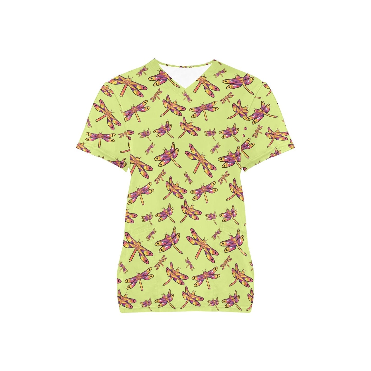 Gathering Lime All Over Print Scrub Top Scrub Top e-joyer 
