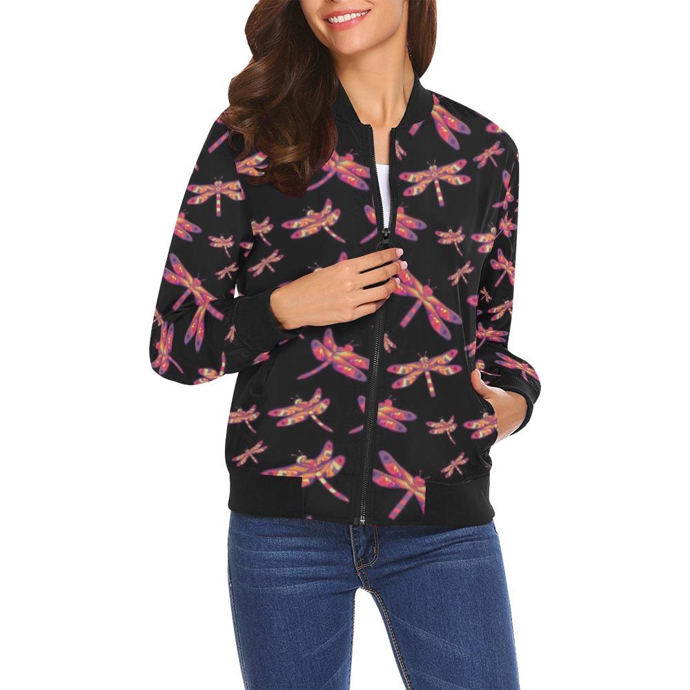 Gathering Noir All Over Print Bomber Jacket for Women (Model H19) Jacket e-joyer 