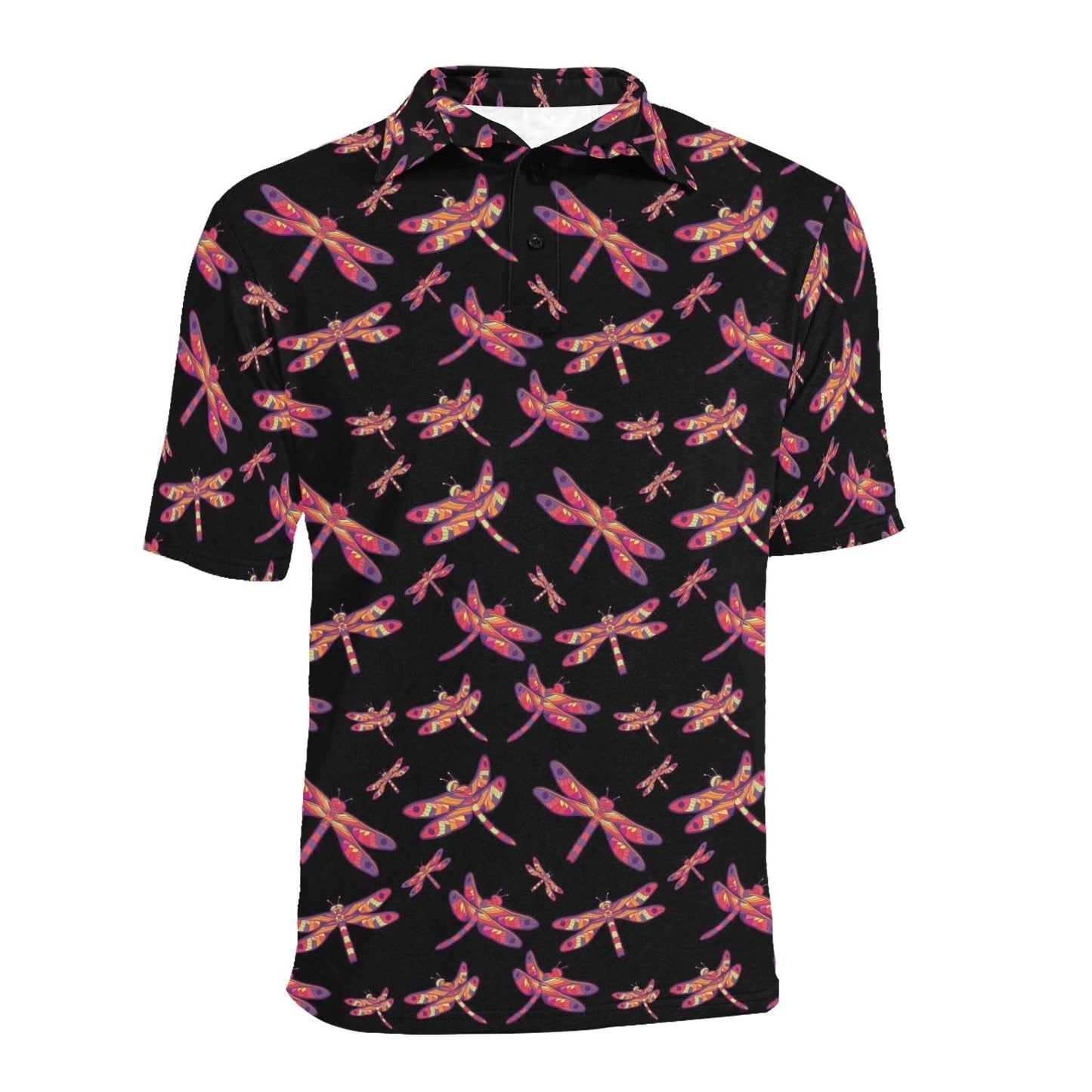 Gathering Noir Men's All Over Print Polo Shirt (Model T55) Men's Polo Shirt (Model T55) e-joyer 