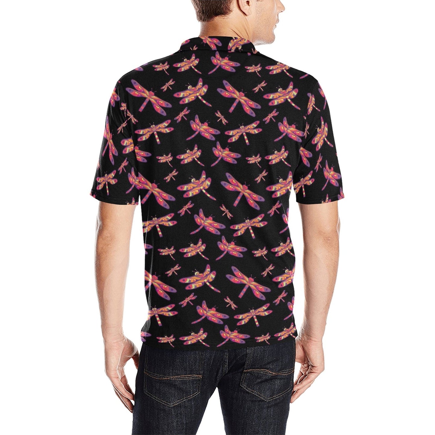 Gathering Noir Men's All Over Print Polo Shirt (Model T55) Men's Polo Shirt (Model T55) e-joyer 