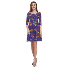 Load image into Gallery viewer, Gathering Purple Tethys Half-Sleeve Skater Dress(Model D20) Tethys Half-Sleeve Skater Dress (D20) e-joyer 
