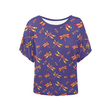 Load image into Gallery viewer, Gathering Purple Women&#39;s Batwing-Sleeved Blouse T shirt (Model T44) Women&#39;s Batwing-Sleeved Blouse T shirt (T44) e-joyer 
