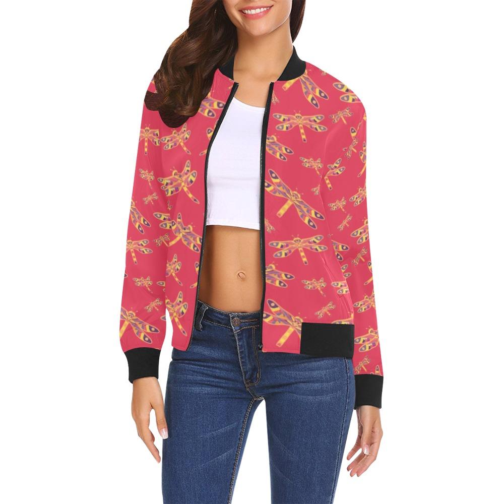 Gathering Rouge All Over Print Bomber Jacket for Women (Model H19) Jacket e-joyer 