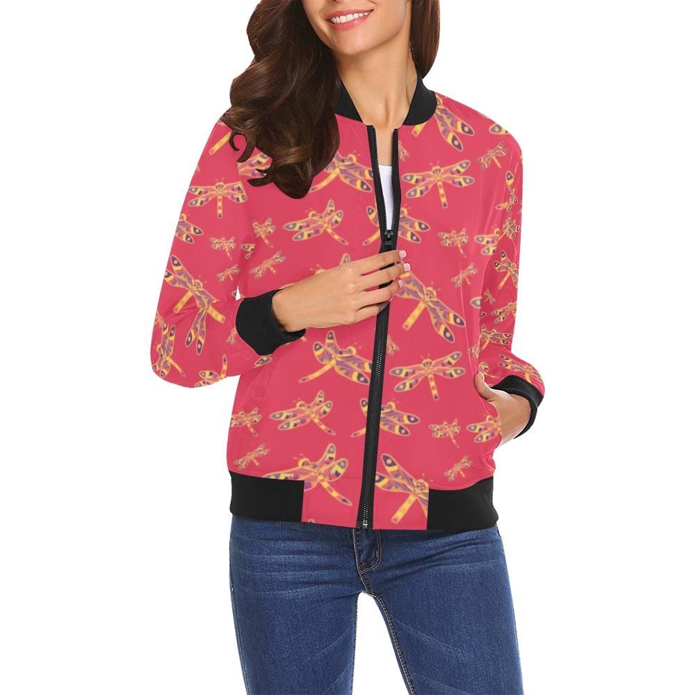 Gathering Rouge All Over Print Bomber Jacket for Women (Model H19) Jacket e-joyer 