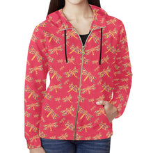 Load image into Gallery viewer, Gathering Rouge All Over Print Full Zip Hoodie for Women (Model H14) All Over Print Full Zip Hoodie for Women (H14) e-joyer 
