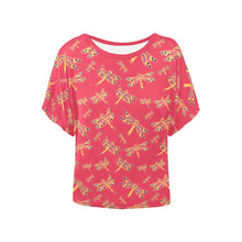 Load image into Gallery viewer, Gathering Rouge Women&#39;s Batwing-Sleeved Blouse T shirt (Model T44) Women&#39;s Batwing-Sleeved Blouse T shirt (T44) e-joyer 
