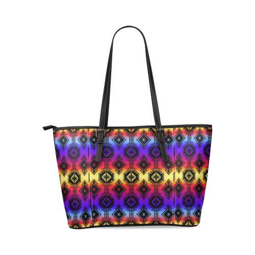 Gathering Sunset Tote Bag/Large (Model 1640) Leather Tote Bag (1640) e-joyer 