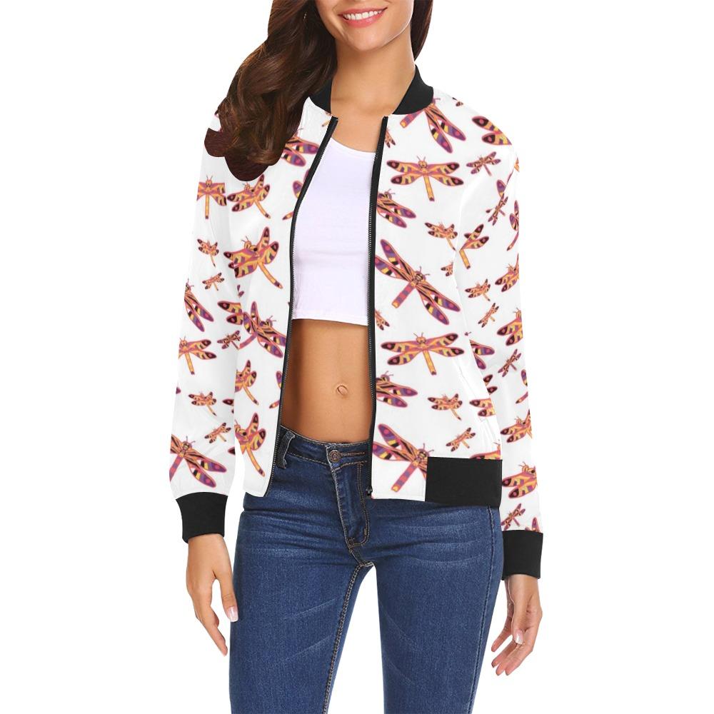 Gathering White All Over Print Bomber Jacket for Women (Model H19) Jacket e-joyer 