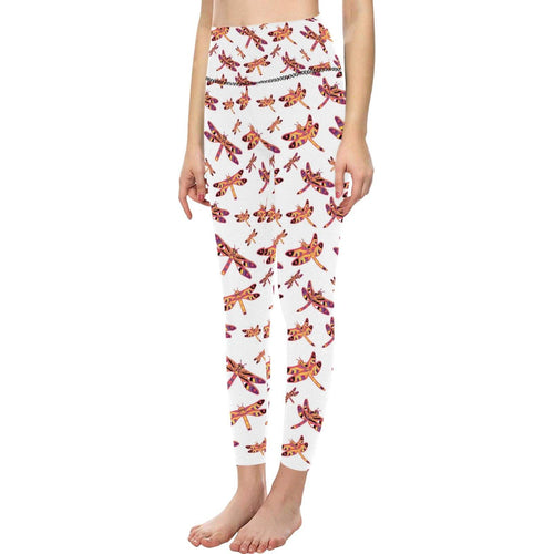 Gathering White All Over Print High-Waisted Leggings (Model L36) High-Waisted Leggings (L36) e-joyer 
