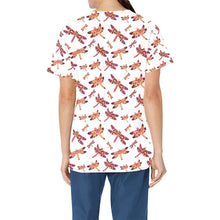 Load image into Gallery viewer, Gathering White All Over Print Scrub Top Scrub Top e-joyer 
