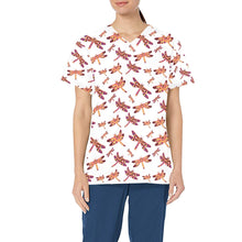 Load image into Gallery viewer, Gathering White All Over Print Scrub Top Scrub Top e-joyer 
