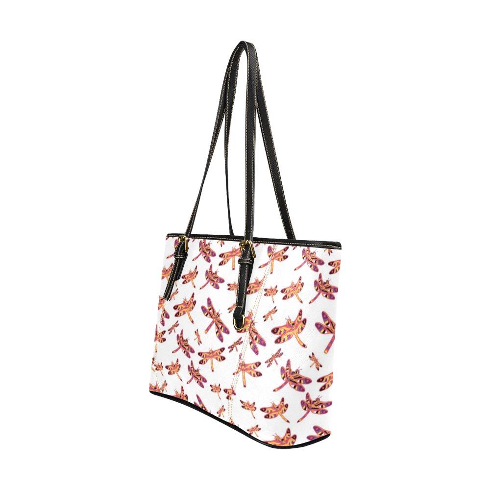 Gathering White Leather Tote Bag/Large (Model 1640) Leather Tote Bag (1640) e-joyer 