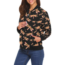 Load image into Gallery viewer, Gathering Yellow Black All Over Print Bomber Jacket for Women (Model H19) Jacket e-joyer 
