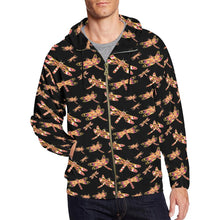 Load image into Gallery viewer, Gathering Yellow Black All Over Print Full Zip Hoodie for Men (Model H14) All Over Print Full Zip Hoodie for Men (H14) e-joyer 
