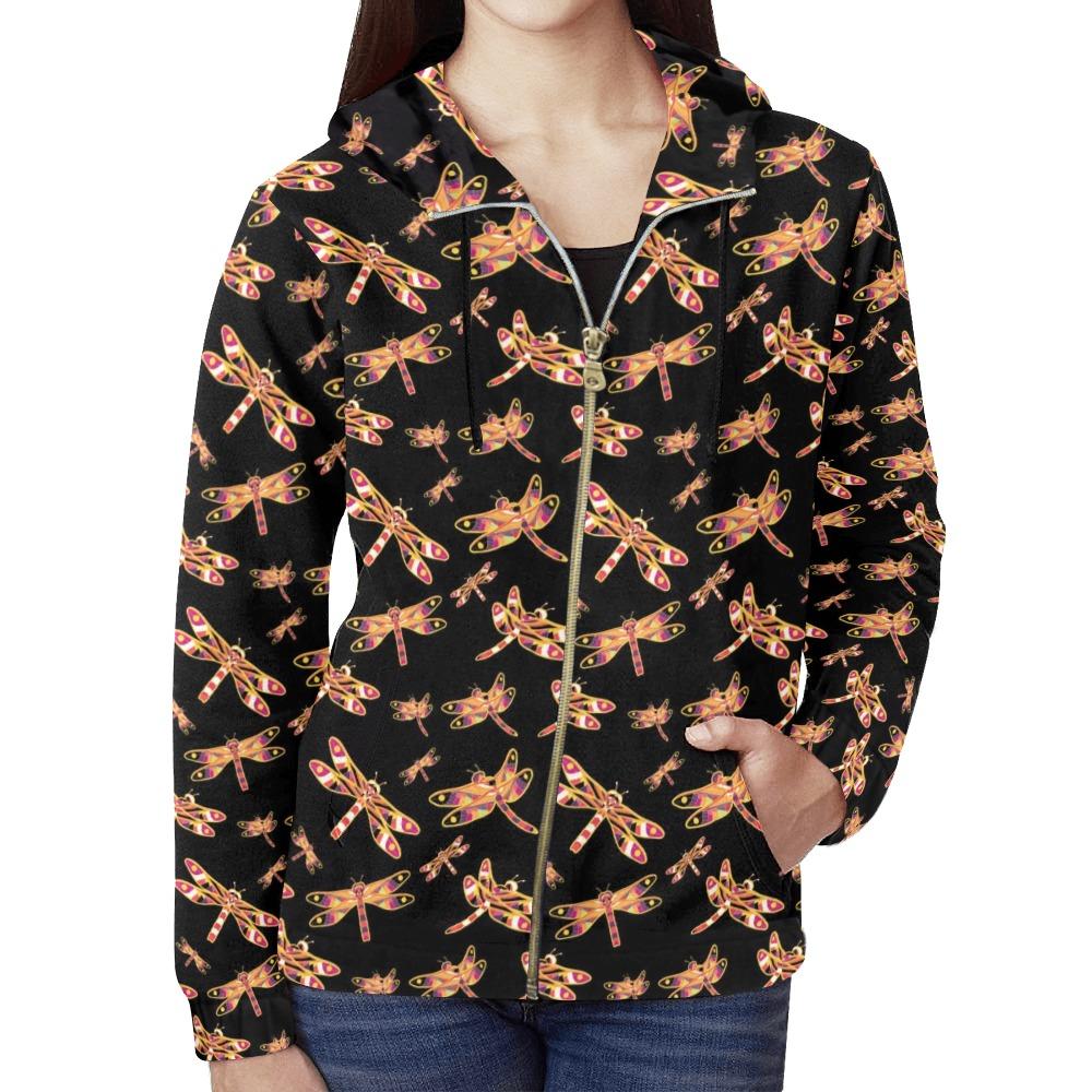 Gathering Yellow Black All Over Print Full Zip Hoodie for Women (Model H14) All Over Print Full Zip Hoodie for Women (H14) e-joyer 