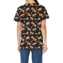 Load image into Gallery viewer, Gathering Yellow Black All Over Print Scrub Top Scrub Top e-joyer 
