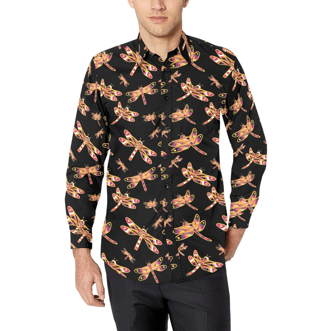 Gathering Yellow Black Men's All Over Print Casual Dress Shirt (Model T61) Men's Dress Shirt (T61) e-joyer 