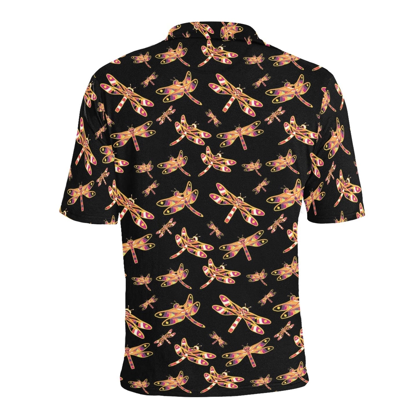Gathering Yellow Black Men's All Over Print Polo Shirt (Model T55) Men's Polo Shirt (Model T55) e-joyer 