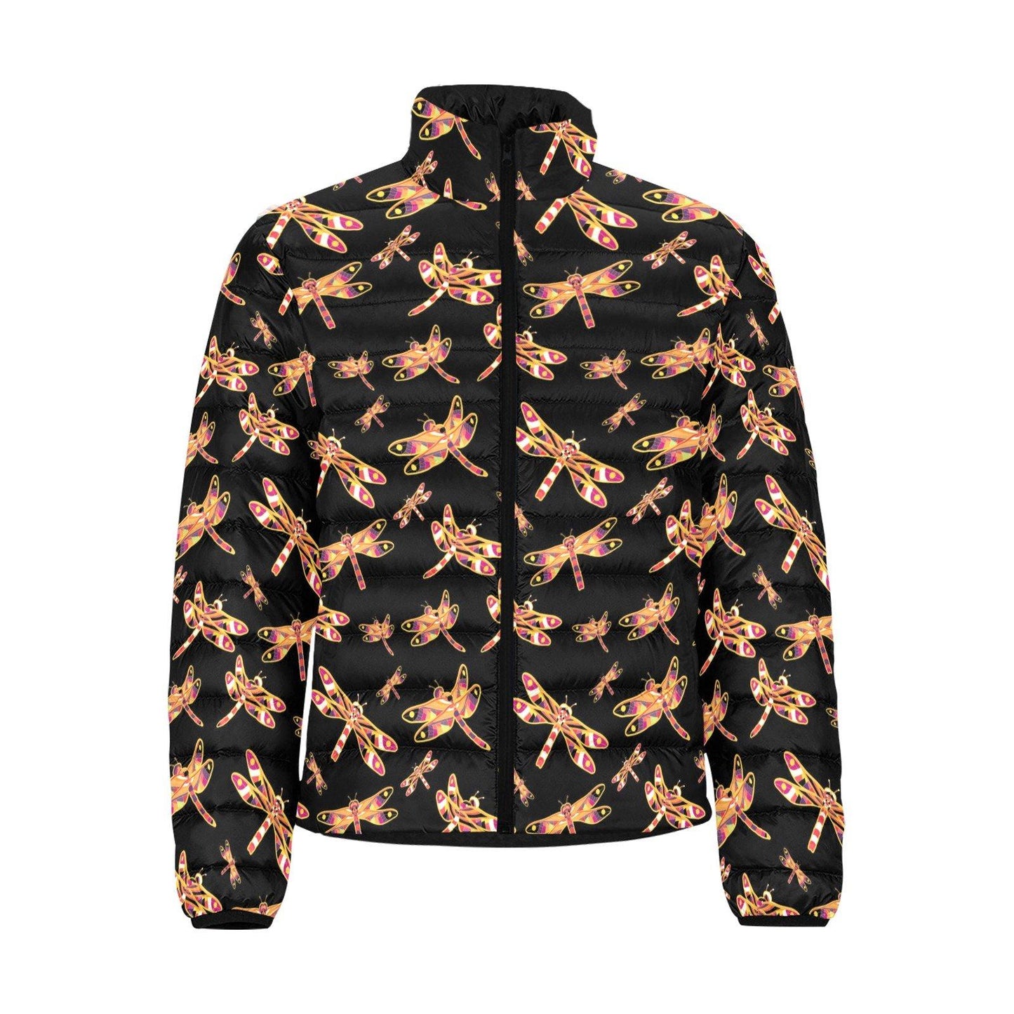 Gathering Yellow Black Men's Stand Collar Padded Jacket (Model H41) Men's Stand Collar Padded Jacket (H41) e-joyer 