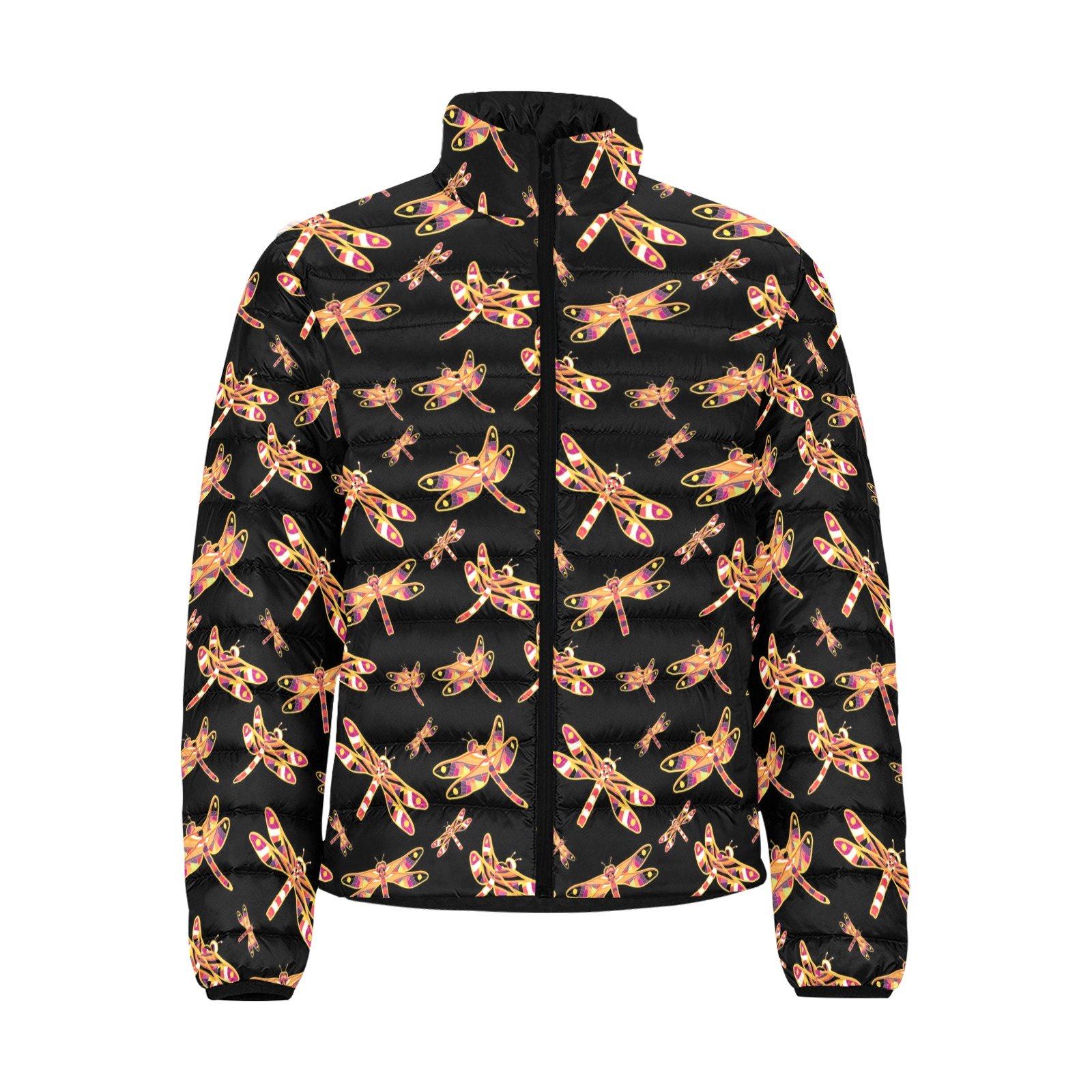 Gathering Yellow Black Men's Stand Collar Padded Jacket (Model H41) Men's Stand Collar Padded Jacket (H41) e-joyer 