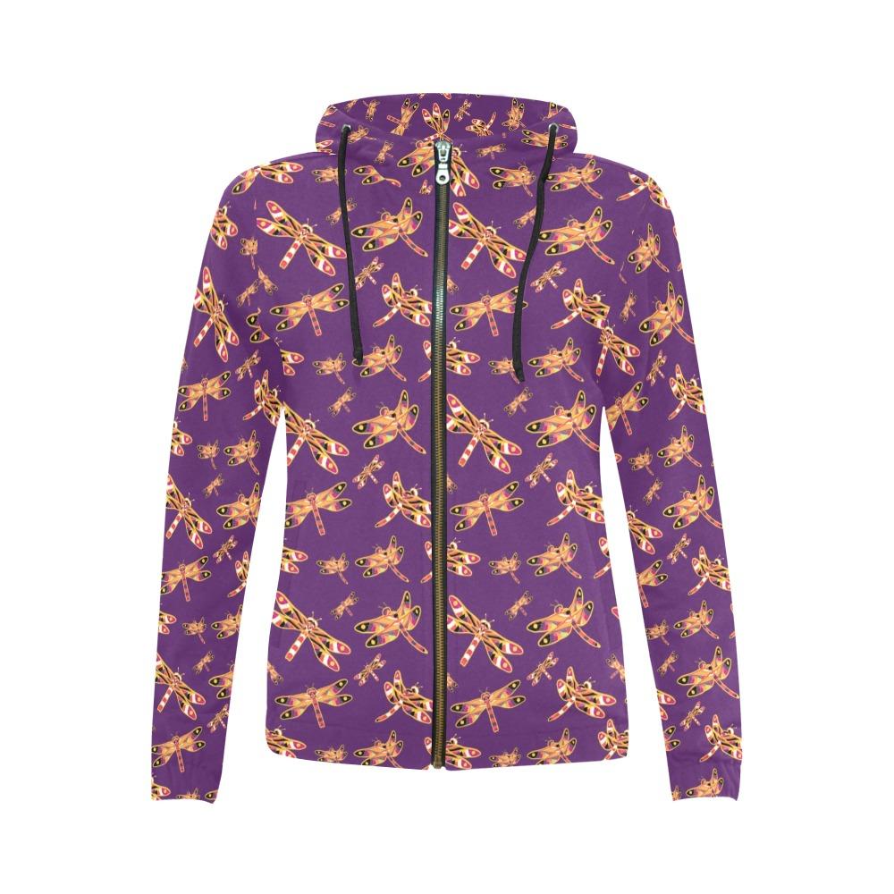 Gathering Yellow Purple All Over Print Full Zip Hoodie for Women (Model H14) All Over Print Full Zip Hoodie for Women (H14) e-joyer 