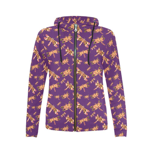 Gathering Yellow Purple All Over Print Full Zip Hoodie for Women (Model H14) All Over Print Full Zip Hoodie for Women (H14) e-joyer 