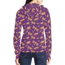 Load image into Gallery viewer, Gathering Yellow Purple All Over Print Full Zip Hoodie for Women (Model H14) All Over Print Full Zip Hoodie for Women (H14) e-joyer 
