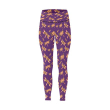 Load image into Gallery viewer, Gathering Yellow Purple All Over Print High-Waisted Leggings (Model L36) High-Waisted Leggings (L36) e-joyer 

