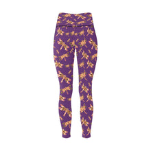 Load image into Gallery viewer, Gathering Yellow Purple All Over Print High-Waisted Leggings (Model L36) High-Waisted Leggings (L36) e-joyer 
