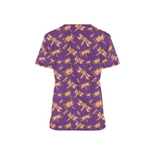 Load image into Gallery viewer, Gathering Yellow Purple All Over Print Scrub Top Scrub Top e-joyer 
