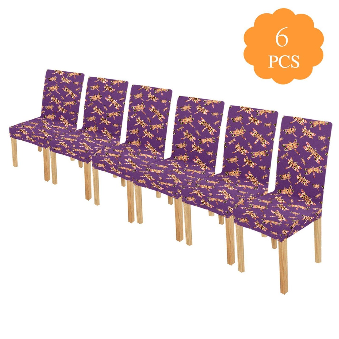 Gathering Yellow Purple Chair Cover (Pack of 6) Chair Cover (Pack of 6) e-joyer 