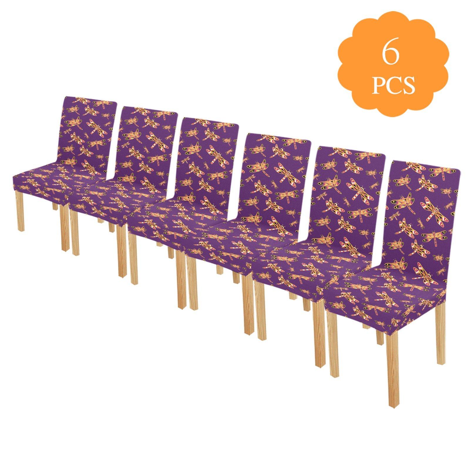 Gathering Yellow Purple Chair Cover (Pack of 6) Chair Cover (Pack of 6) e-joyer 