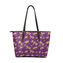 Load image into Gallery viewer, Gathering Yellow Purple Leather Tote Bag/Large (Model 1640) Leather Tote Bag (1640) e-joyer 
