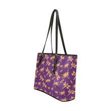 Load image into Gallery viewer, Gathering Yellow Purple Leather Tote Bag/Large (Model 1640) Leather Tote Bag (1640) e-joyer 
