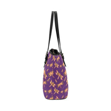 Load image into Gallery viewer, Gathering Yellow Purple Leather Tote Bag/Large (Model 1640) Leather Tote Bag (1640) e-joyer 
