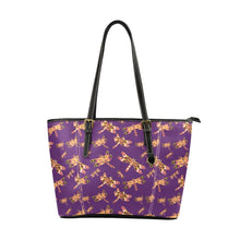 Load image into Gallery viewer, Gathering Yellow Purple Leather Tote Bag/Large (Model 1640) Leather Tote Bag (1640) e-joyer 
